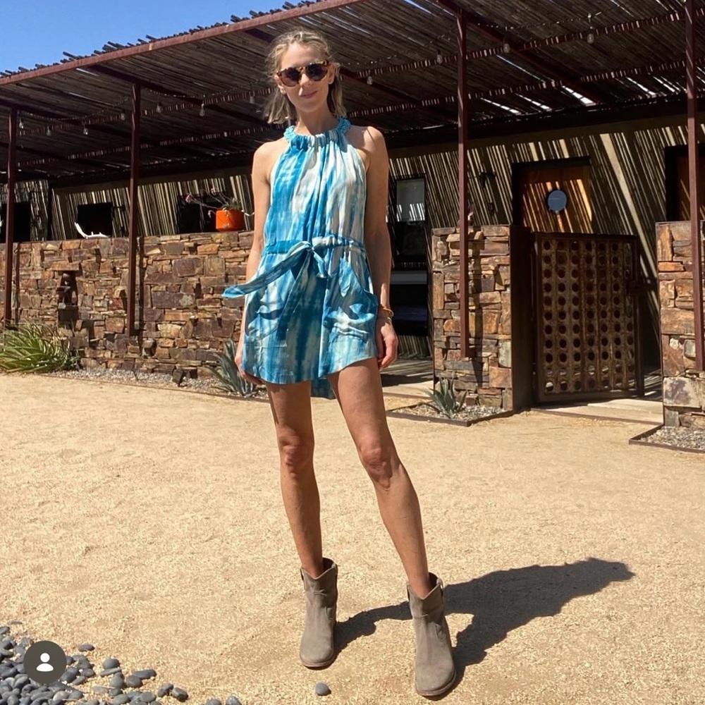 Vintage Suno Blue Tie-Dye Sleeveless Dress, XS